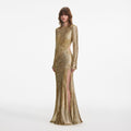 Gold Fil Coupe Maxi Dress