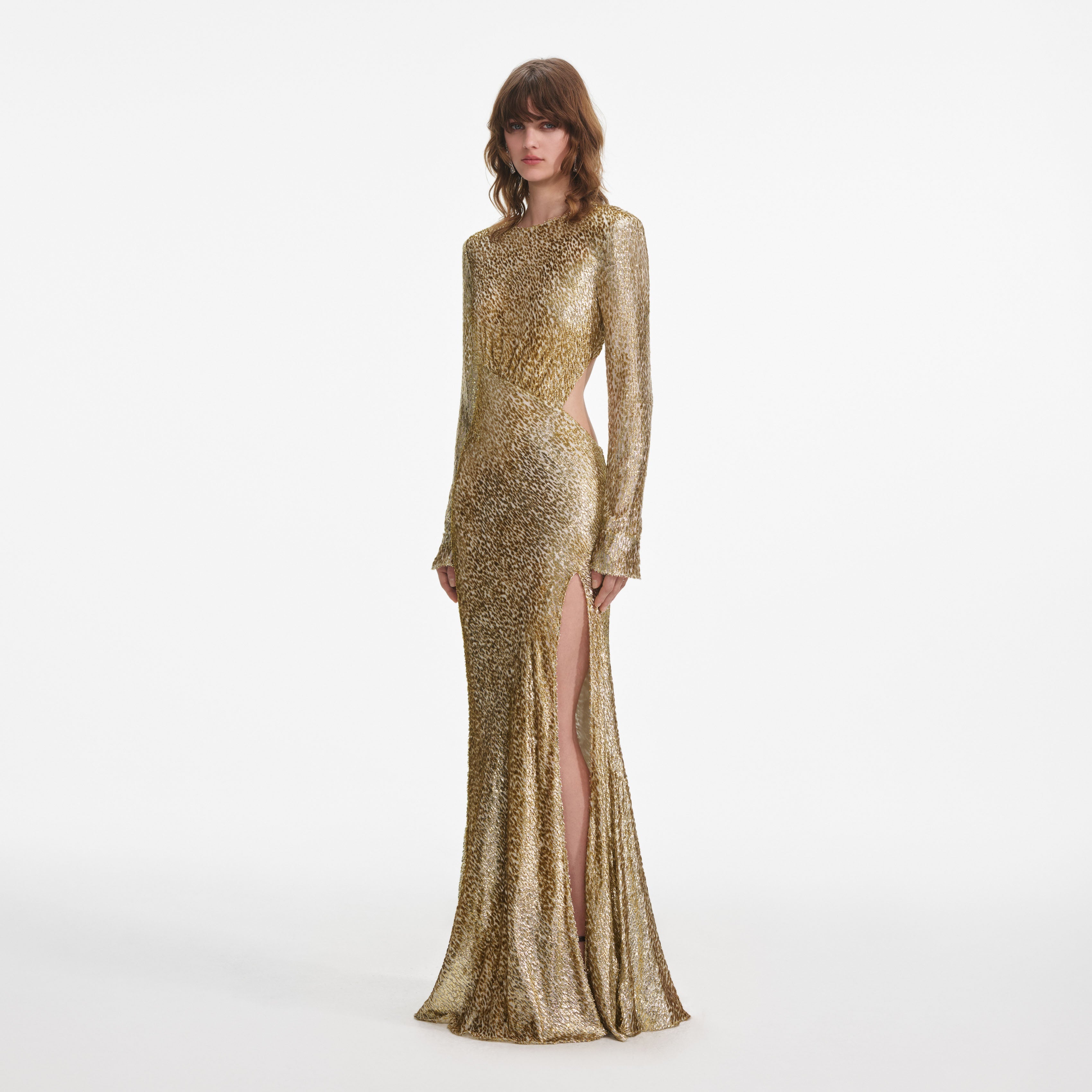 Gold Fil Coupe Maxi Dress