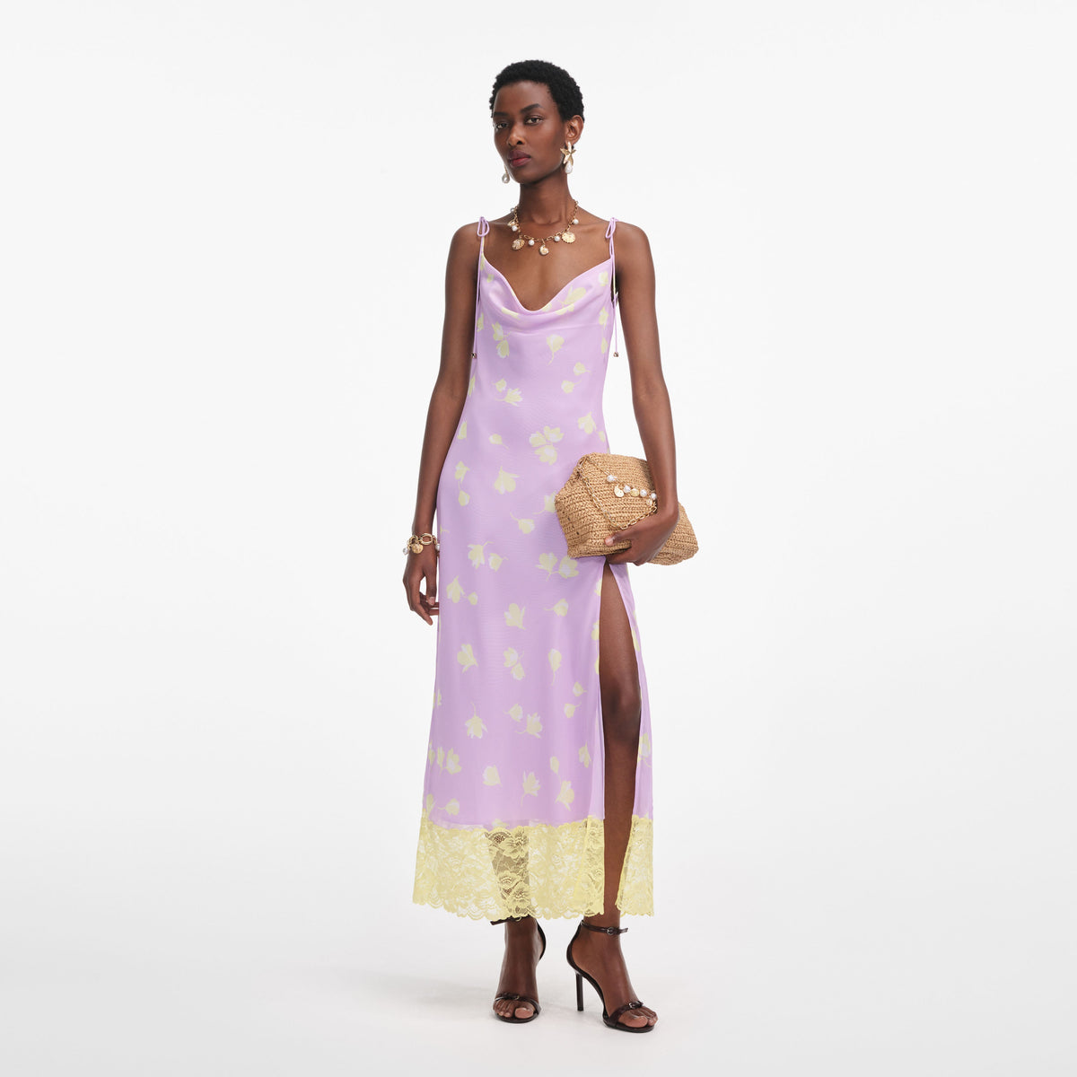 lilac broderie collar chiffon midi dress Self-Portrait Unboxing