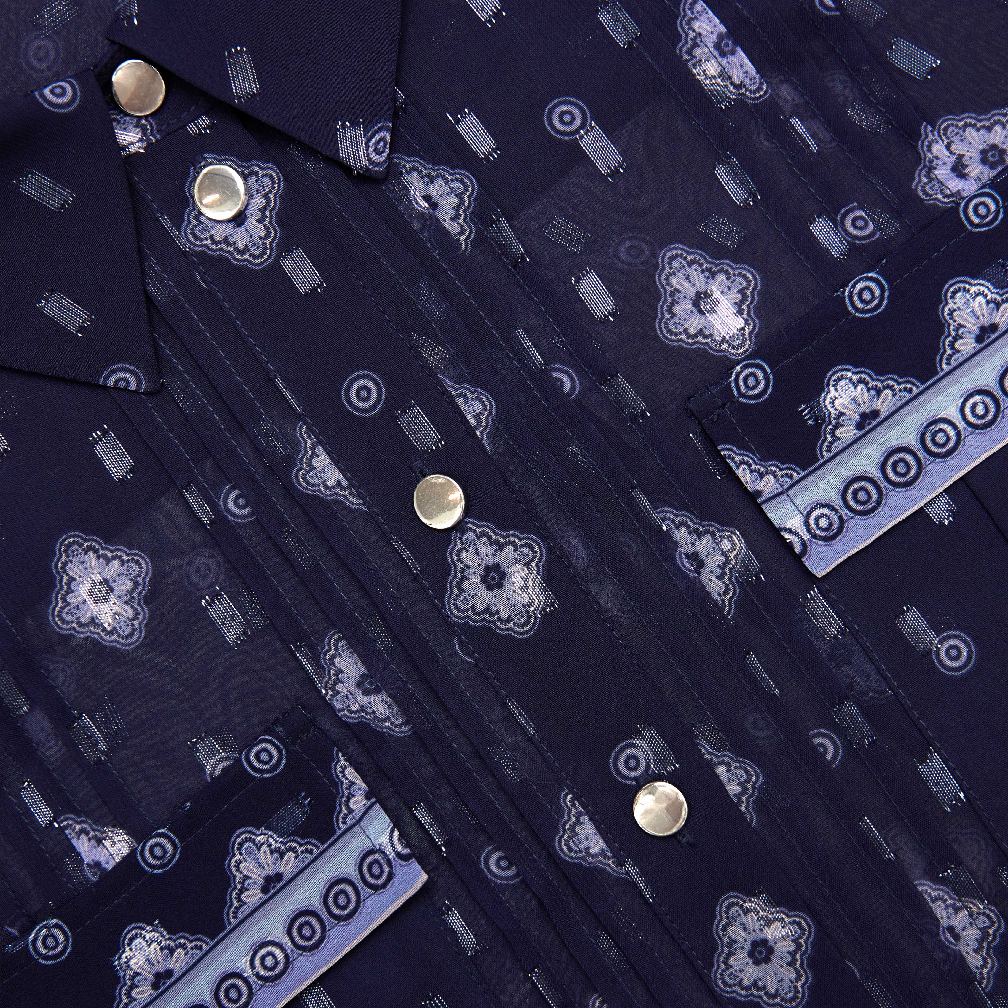 Navy Printed Chiffon Blouse