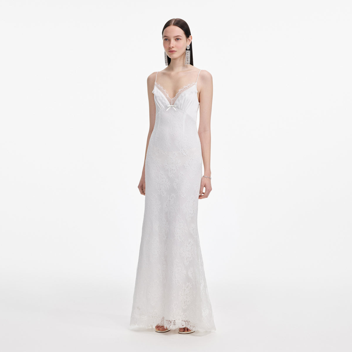 self-portrait - White Strappy Floral Lace Maxi Dress