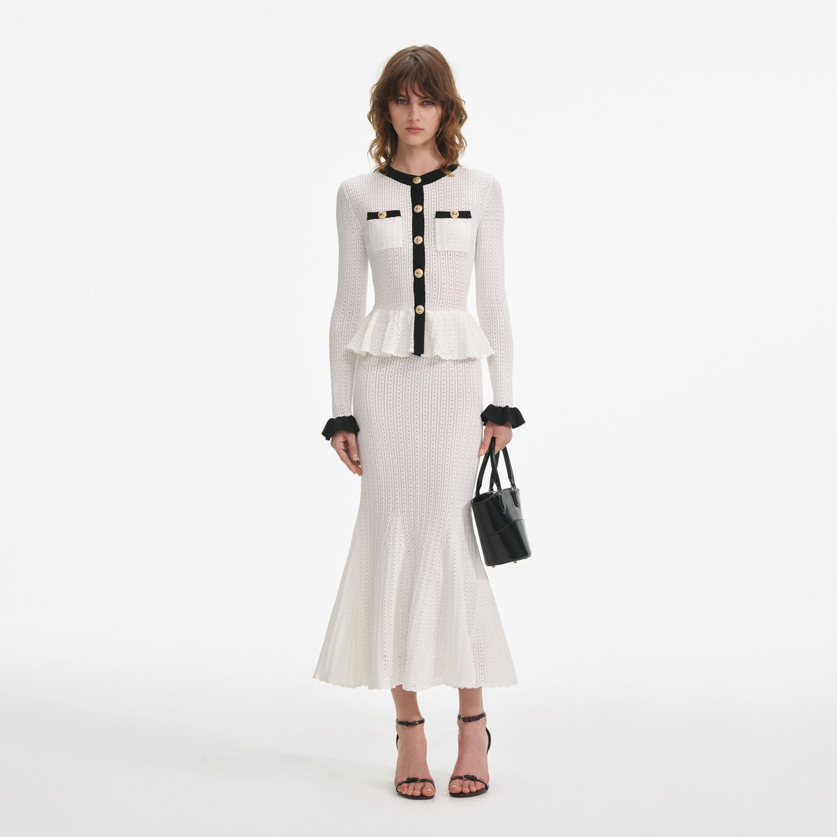 Self-Portrait Pointelle Knit Midi Dress