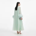 Mint Chiffon Feather Midi Dress