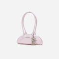 Lilac Leather Curved Charm Shoulder Bag