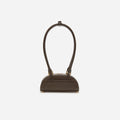 Brown Leather Mini Shoulder Bag With Charm
