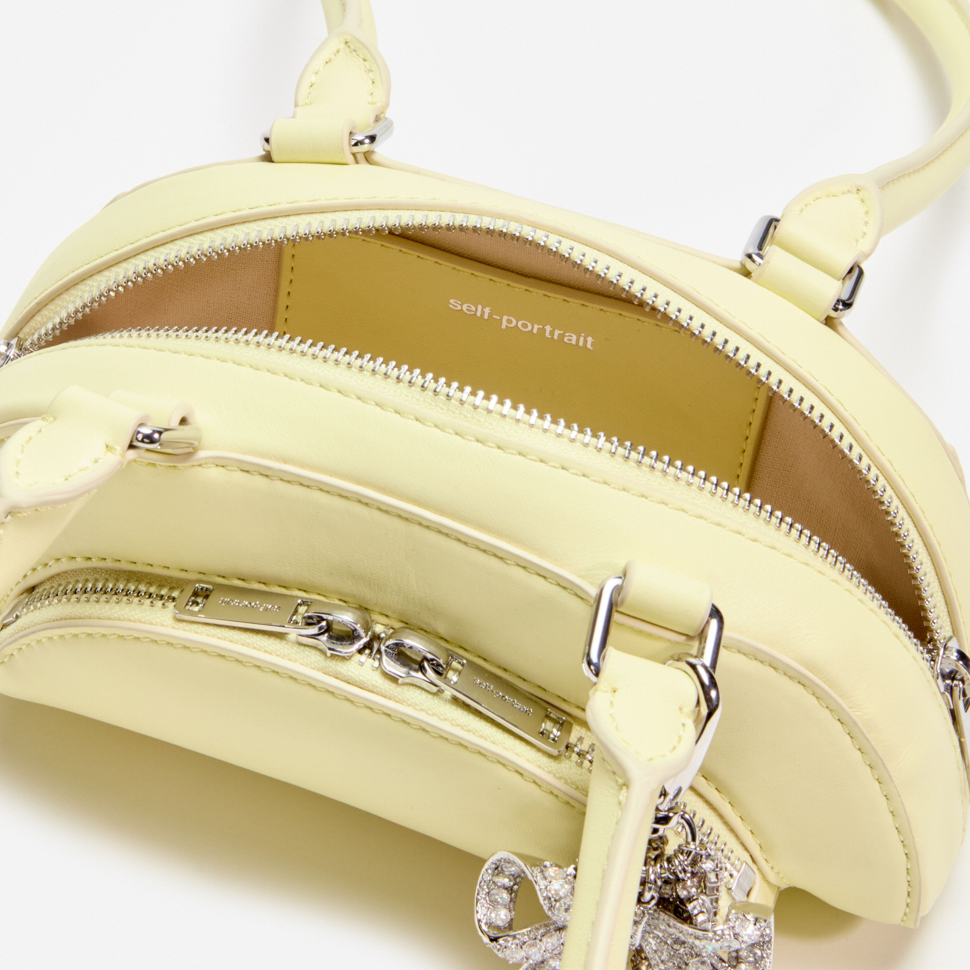 Yellow Leather Mini Shoulder Bag With Charm