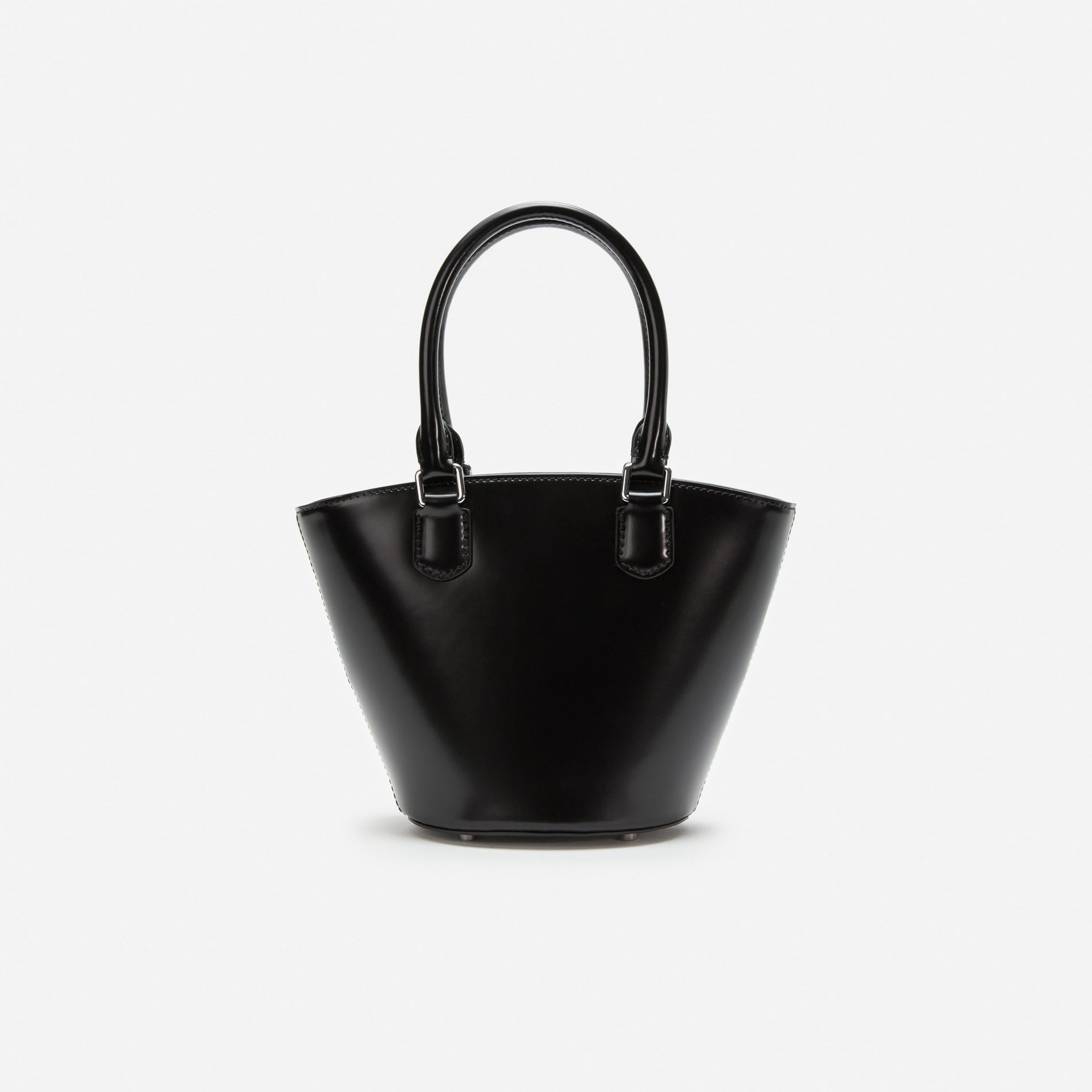 Black Leather Charm Tote Bag
