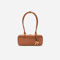 Tan Leather Shoulder Bag With Charm