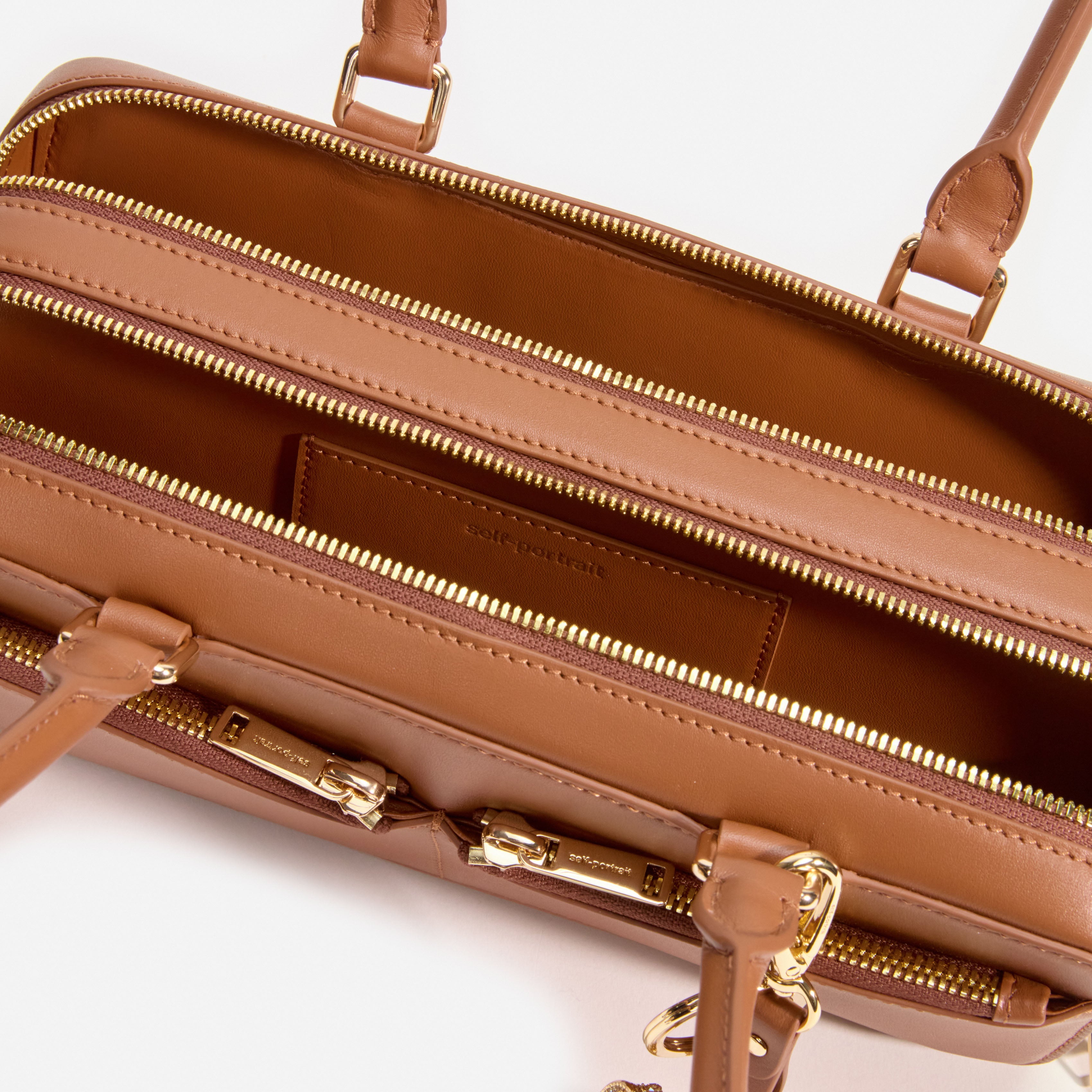 Tan Leather Shoulder Bag With Charm