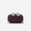 Burgundy Chainmail Clutch Bag