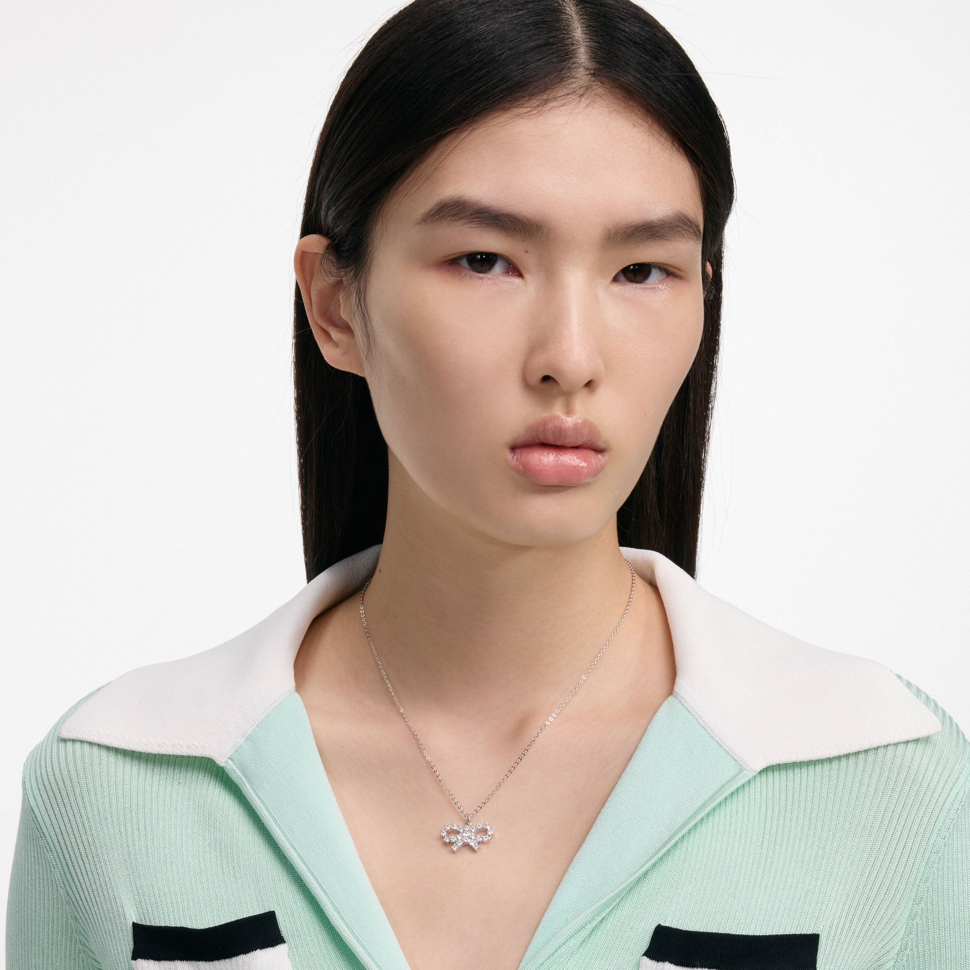 Micro Crystal Bow Necklace