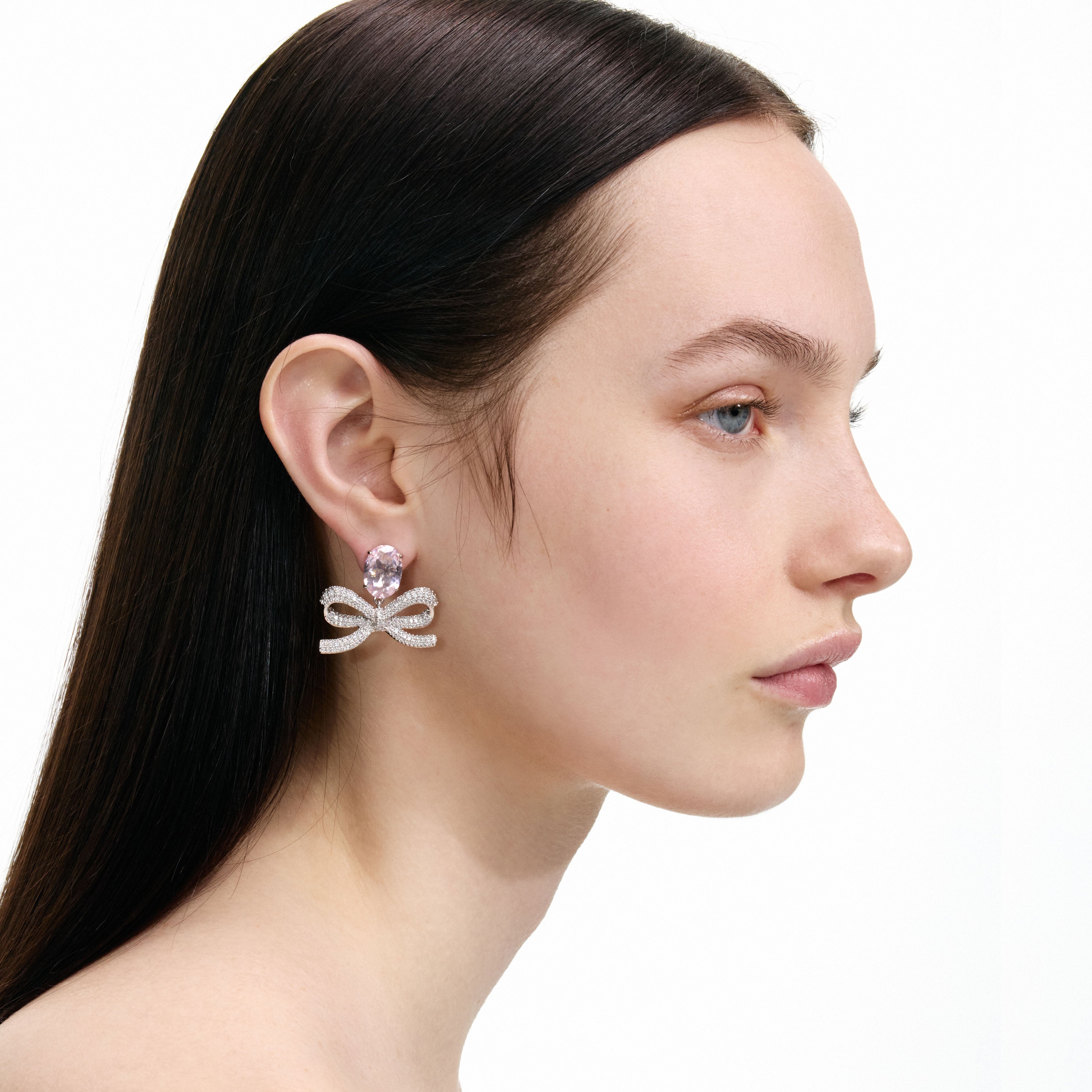 Pink Crystal Bow Earrings