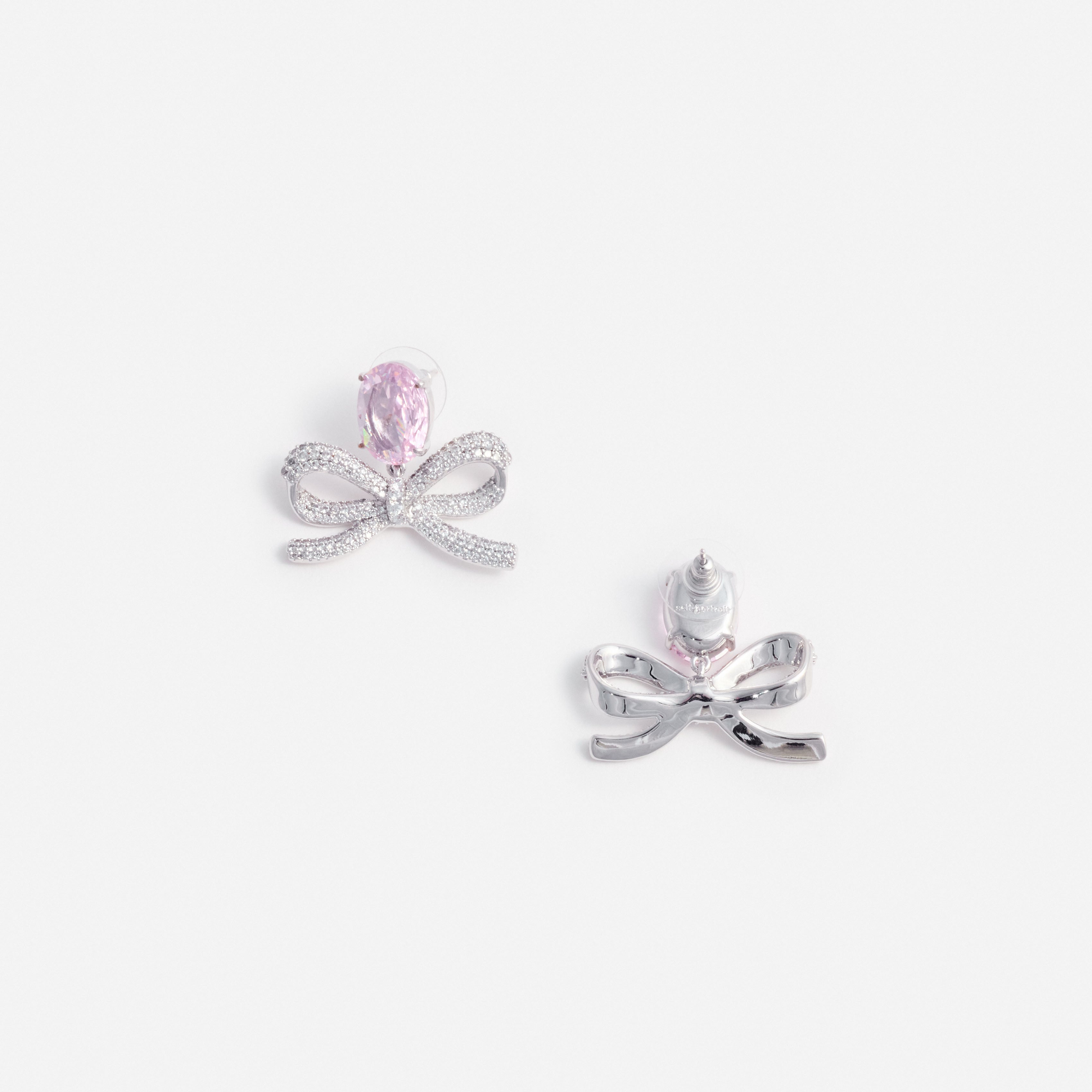 Pink Crystal Bow Earrings