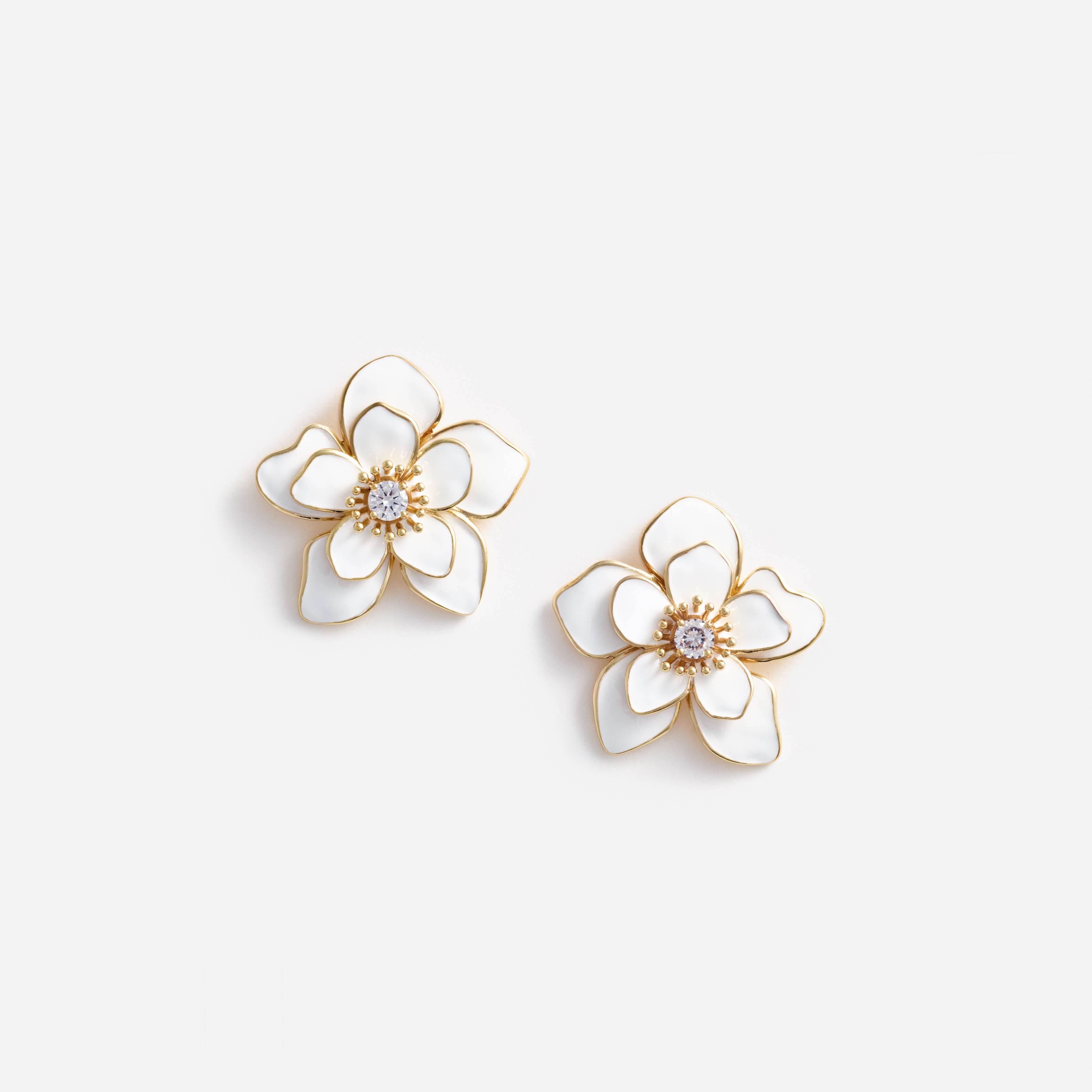 Enamel Flower Earrings – self-portrait-US