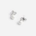 Crystal Bow Pearl Jacket Earrings