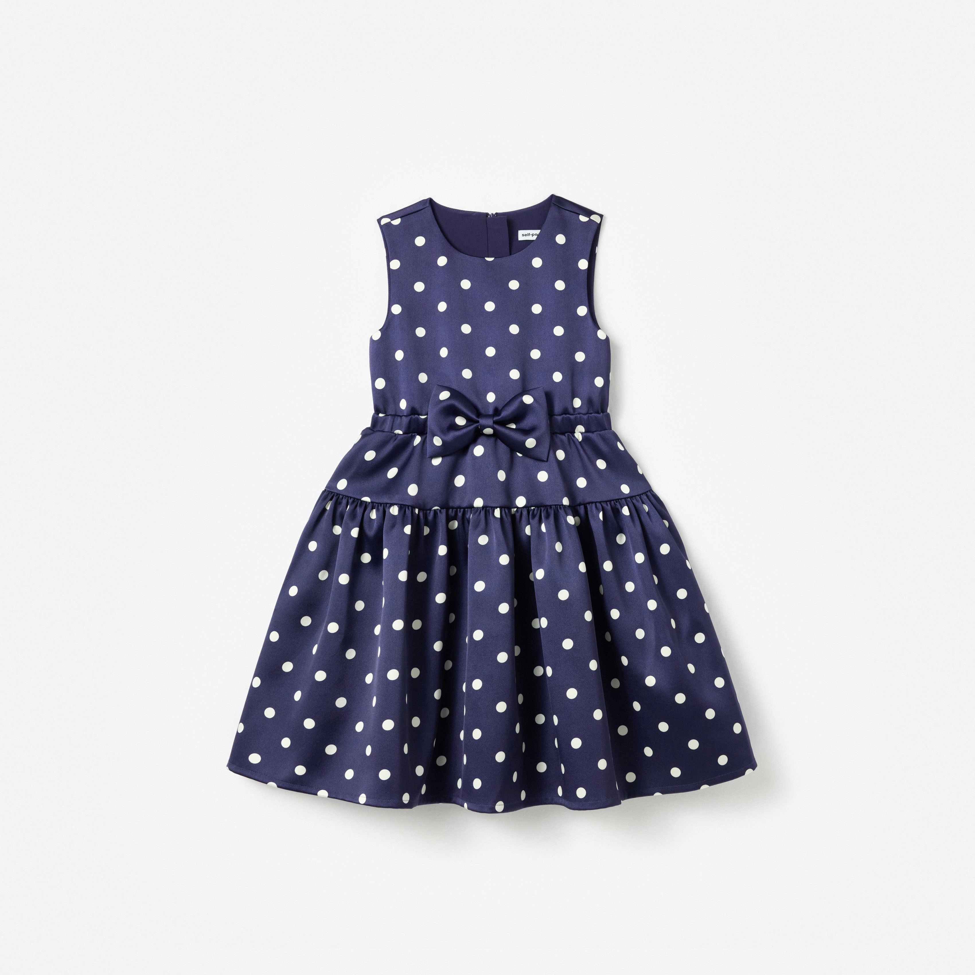 Navy Taffeta Polka Dot Dress