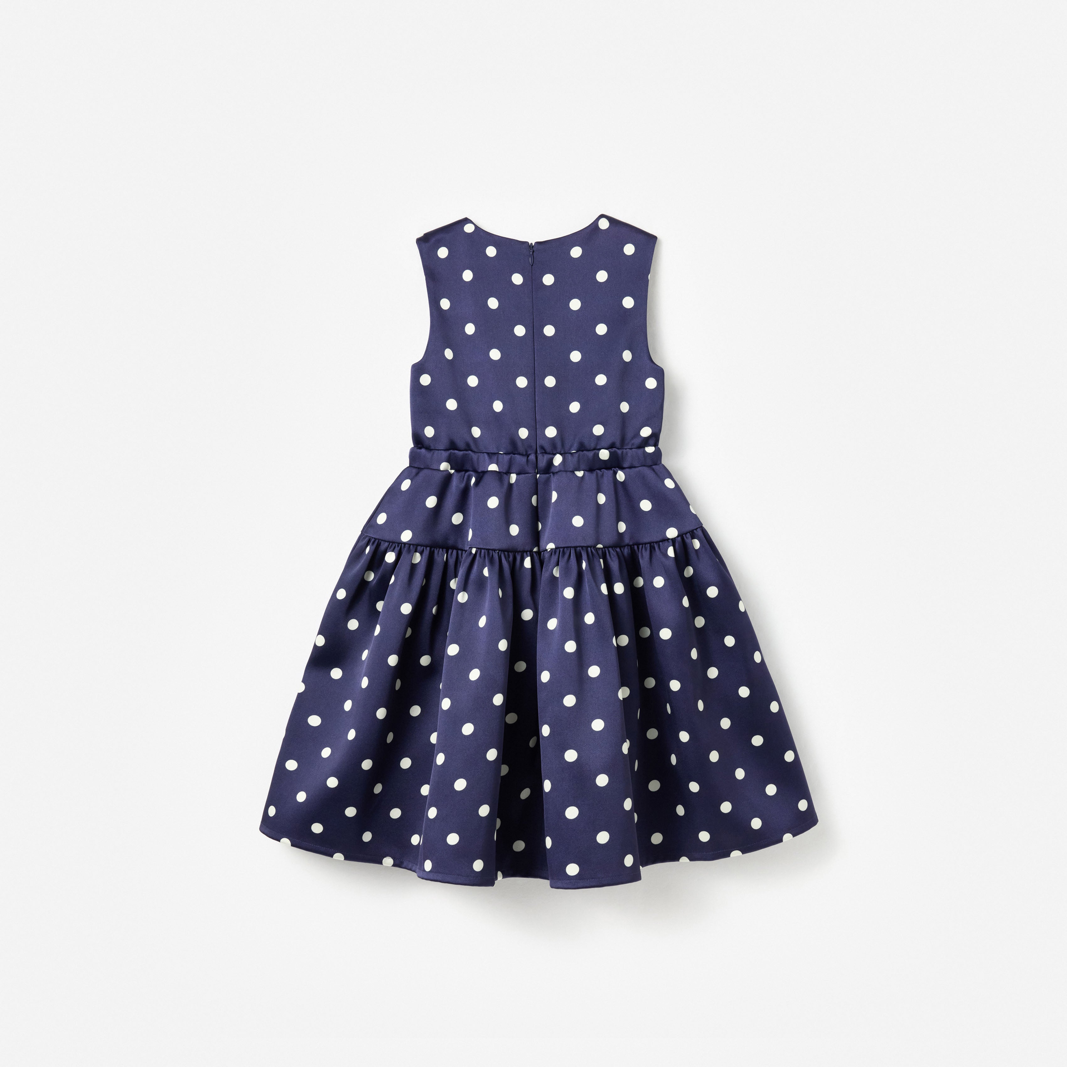 Navy Taffeta Polka Dot Dress