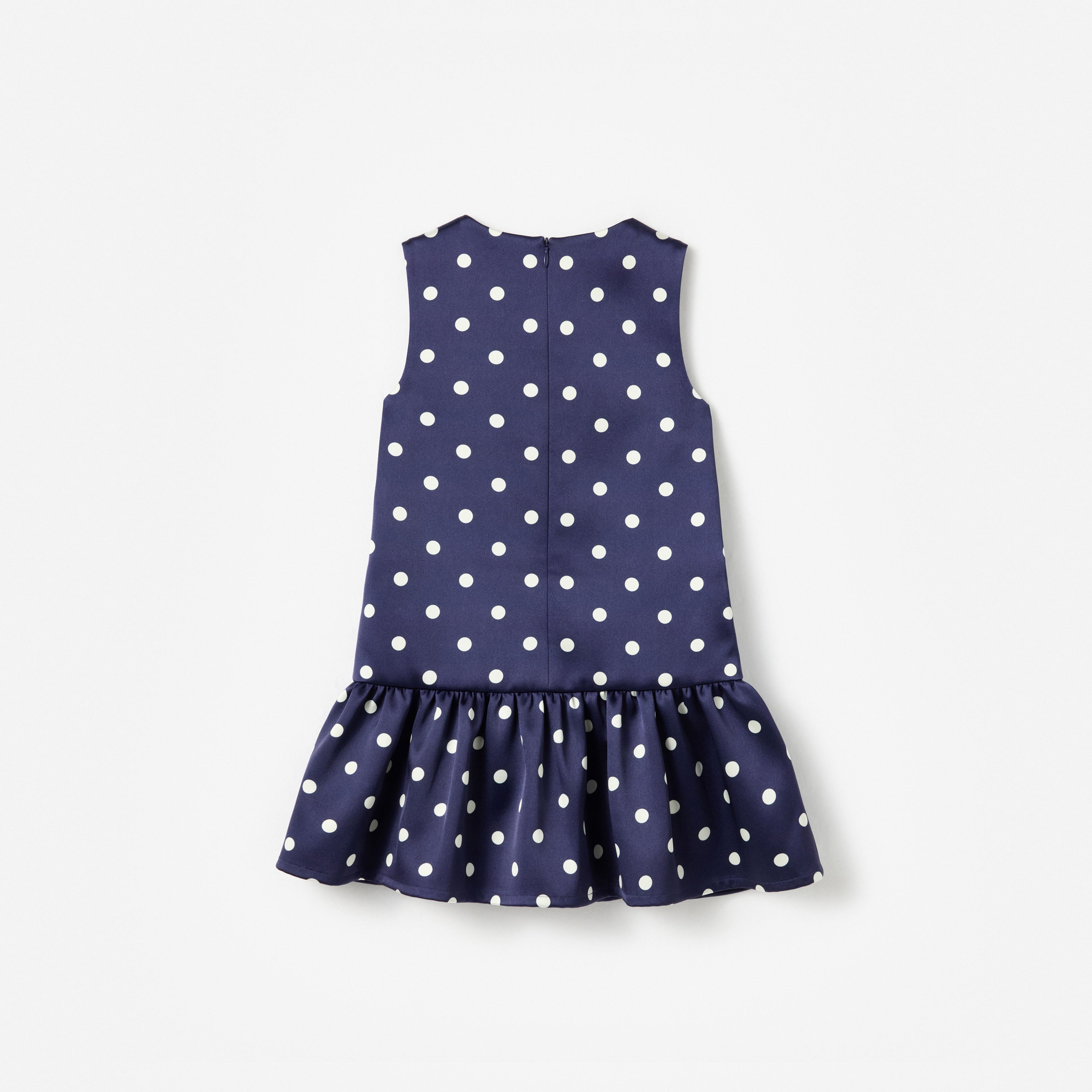 Navy Taffeta Polka Dot Button Down Dress