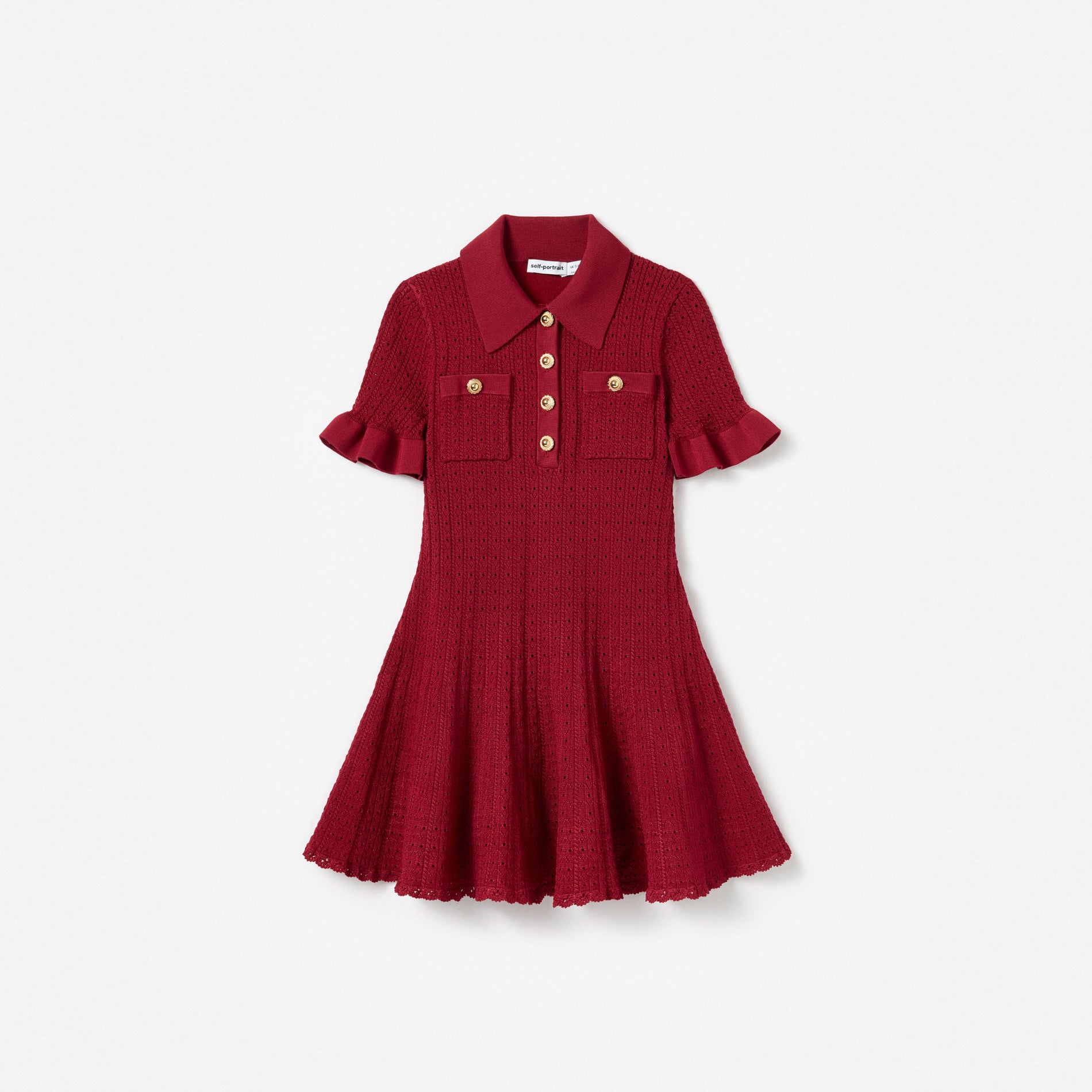 Burgundy Check Knit Dress self-portrait-US Burgundy Check Knit Dress self-portrait-US