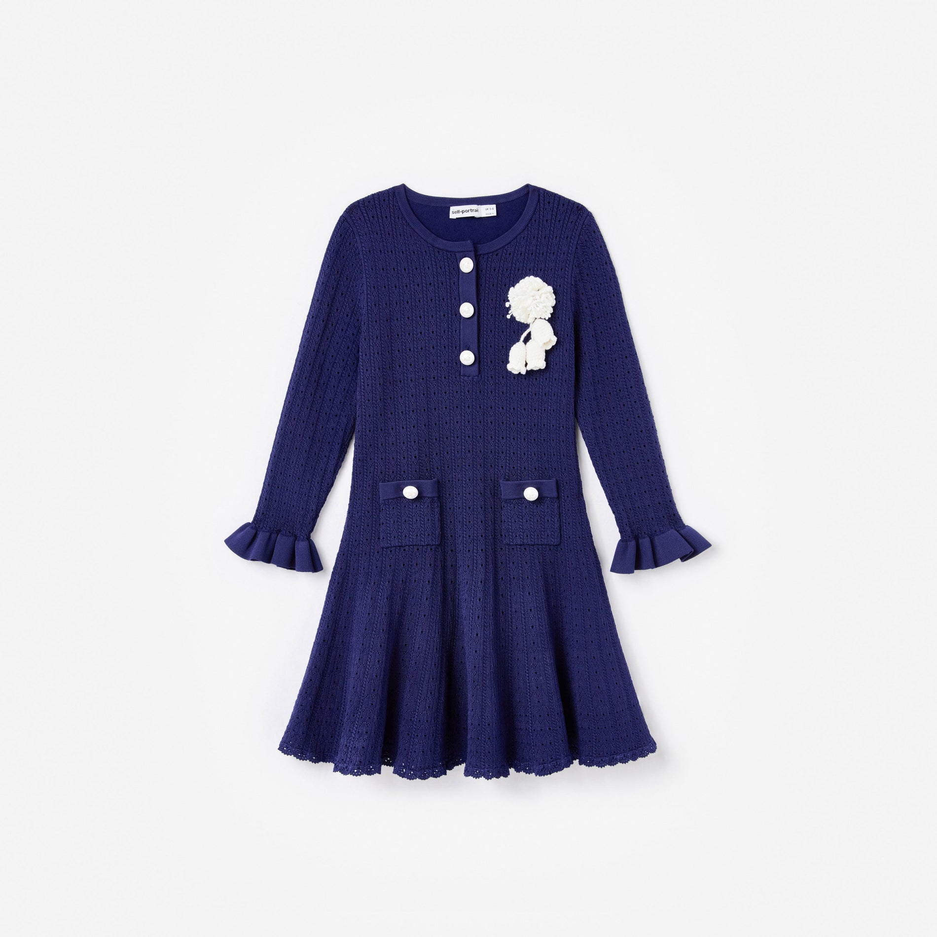 Blue Pointelle Knit Dress self-portrait-US Blue Pointelle Knit Dress self-portrait-US