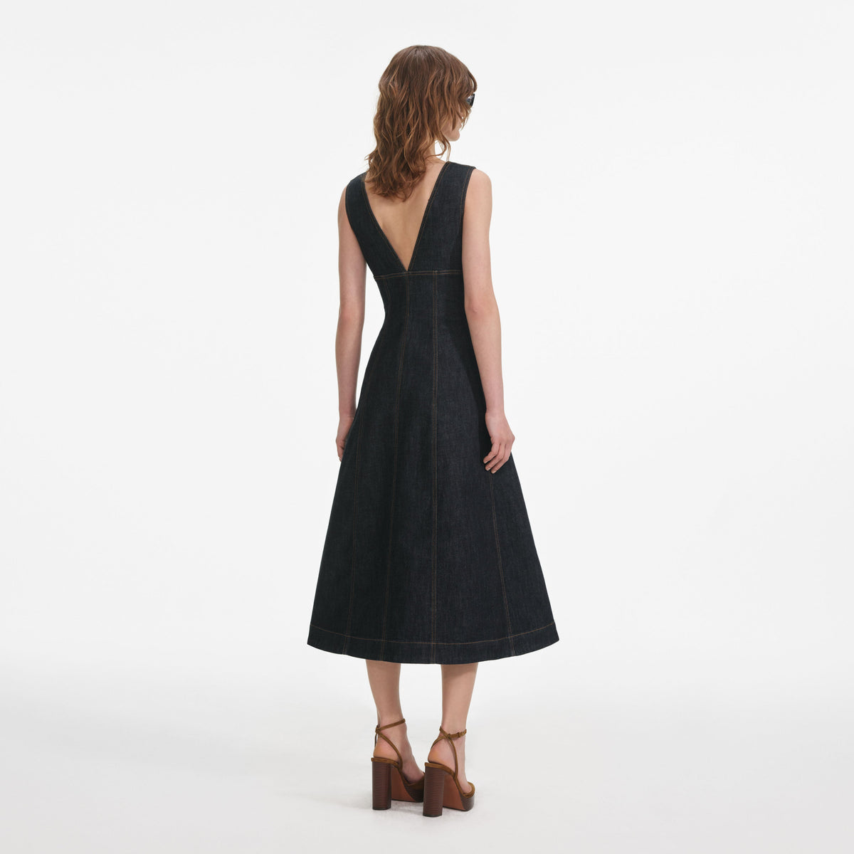 Indigo Denim Midi Dress – self-portrait-US Indigo Denim Midi Dress – self-portrait-US