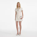 Cream Boucle Bow Mini Dress