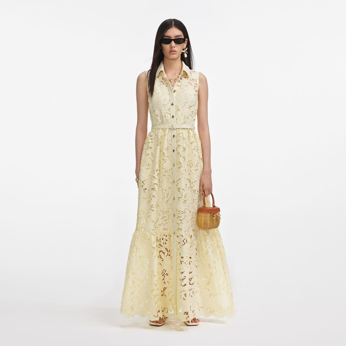 self-portrait - Yellow Lace Maxi Dress