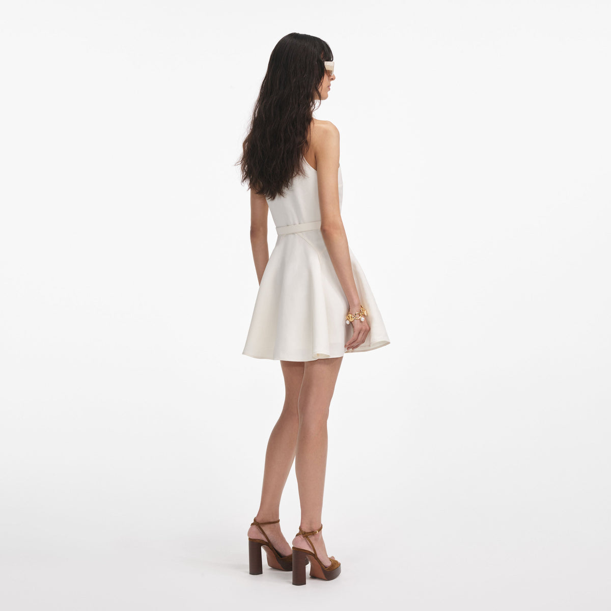 Cream Linen Mini Dress – self-portrait-US