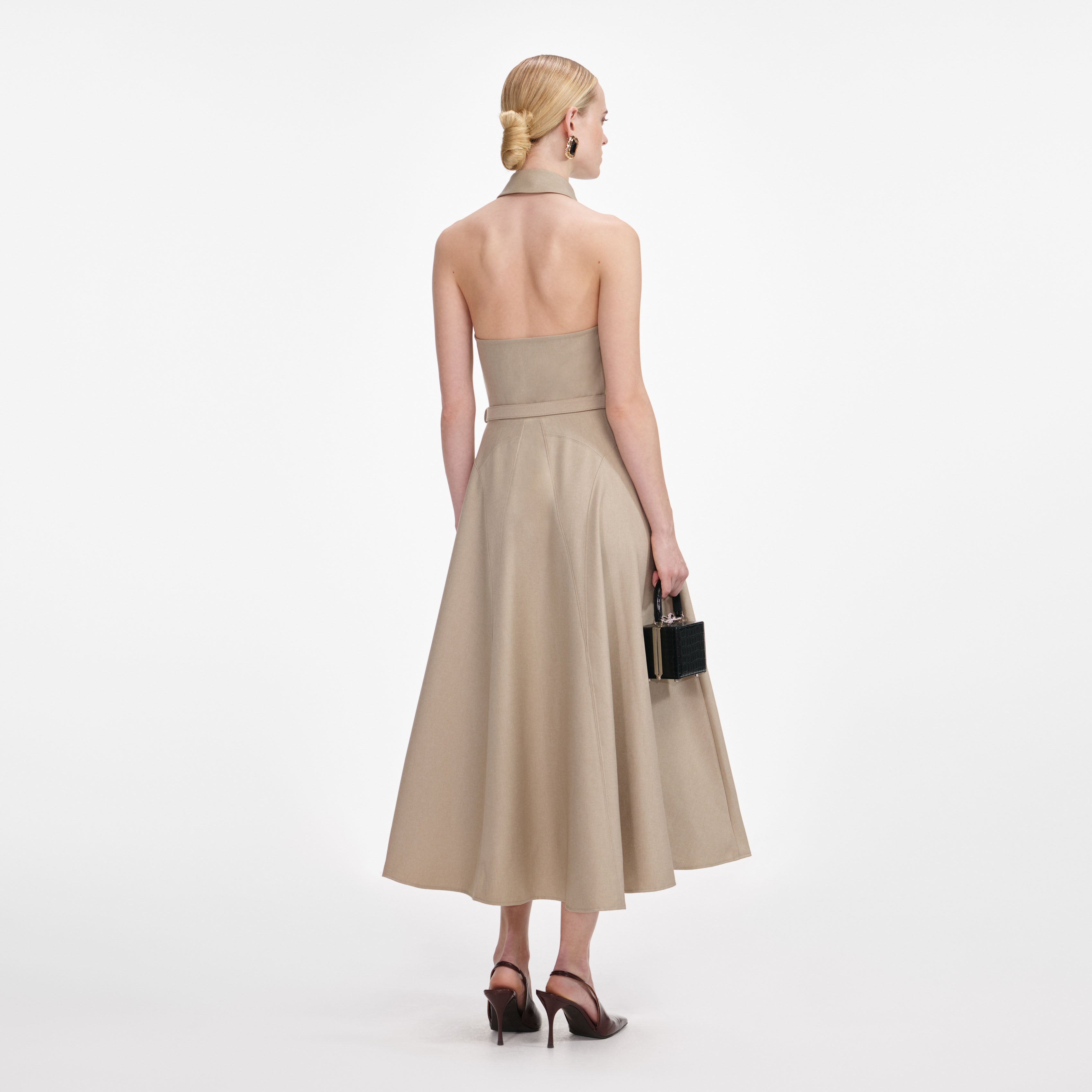 Beige Twill Maxi Dress – self-portrait-US Beige Twill Maxi Dress – self-portrait-US