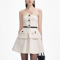 Cream Boucle Bandeau Mini Dress