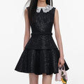 Black Sequin Boucle Mini Dress