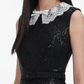 Black Sequin Boucle Mini Dress