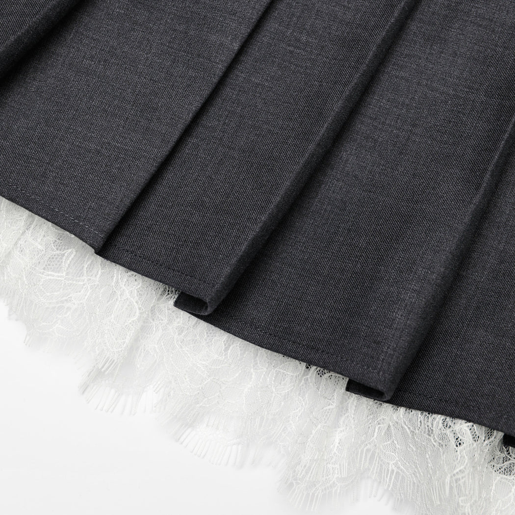 A close up of the fabric for the Grey Pleated Mini Skirt