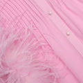 Pink Georgette Feather Cuff Blouse