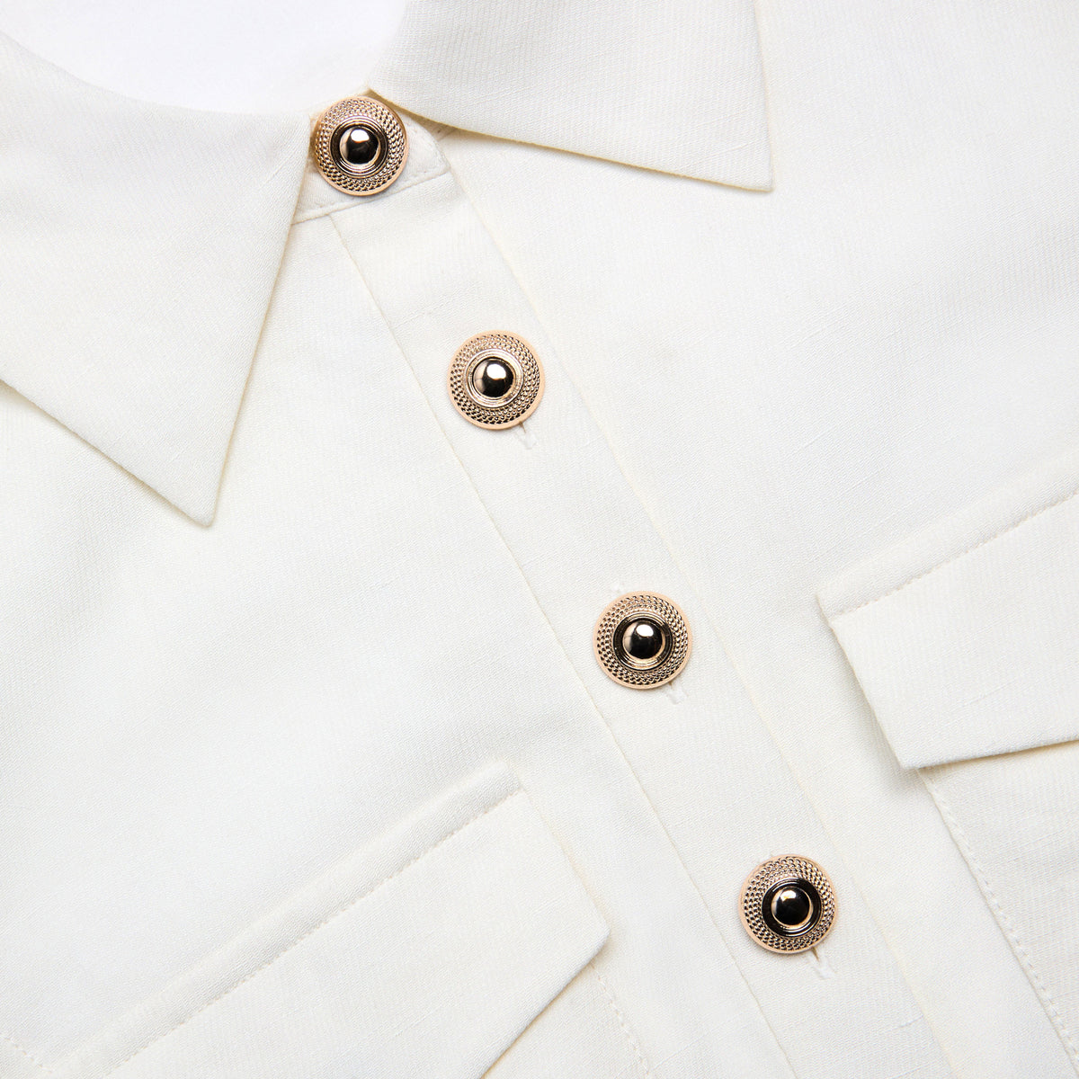 h&m white dress gold buttons Self-Portrait - Cream Linen Blend Sleeveless Mini African Men Shirts