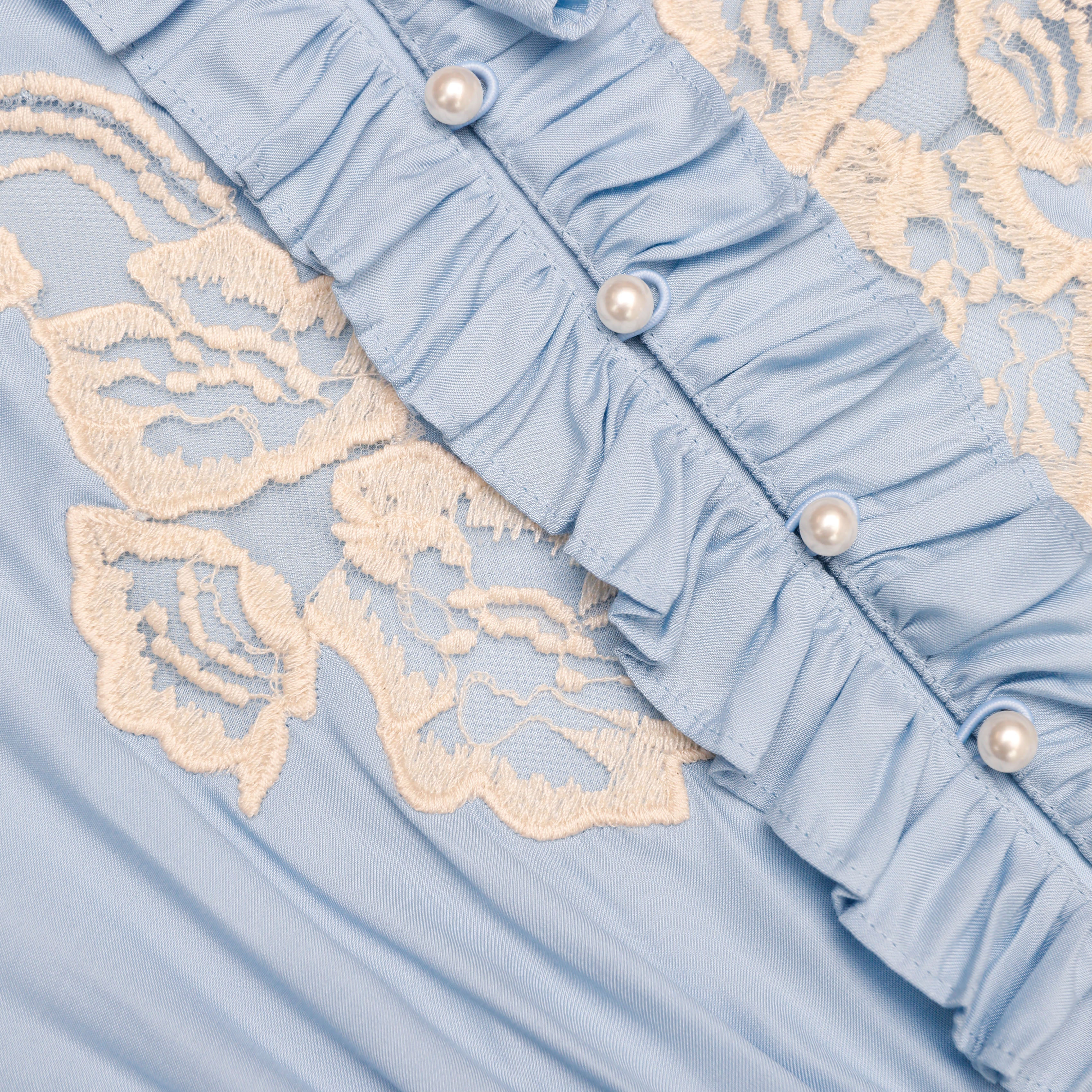 Blue Viscose Lace Midi Dress