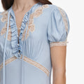 Blue Viscose Lace Midi Dress