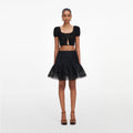 Black Embroidered Mini Skirt