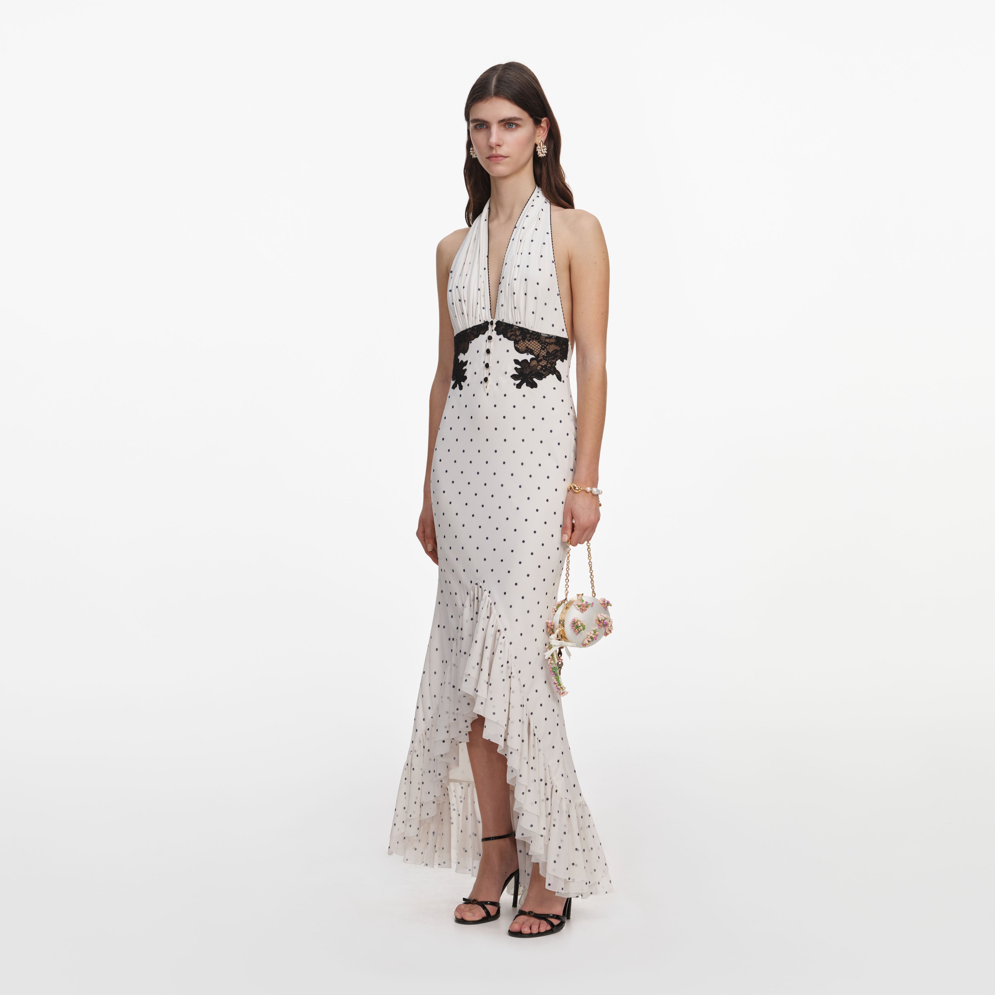 Polka Dot Halter Neck Midi Dress