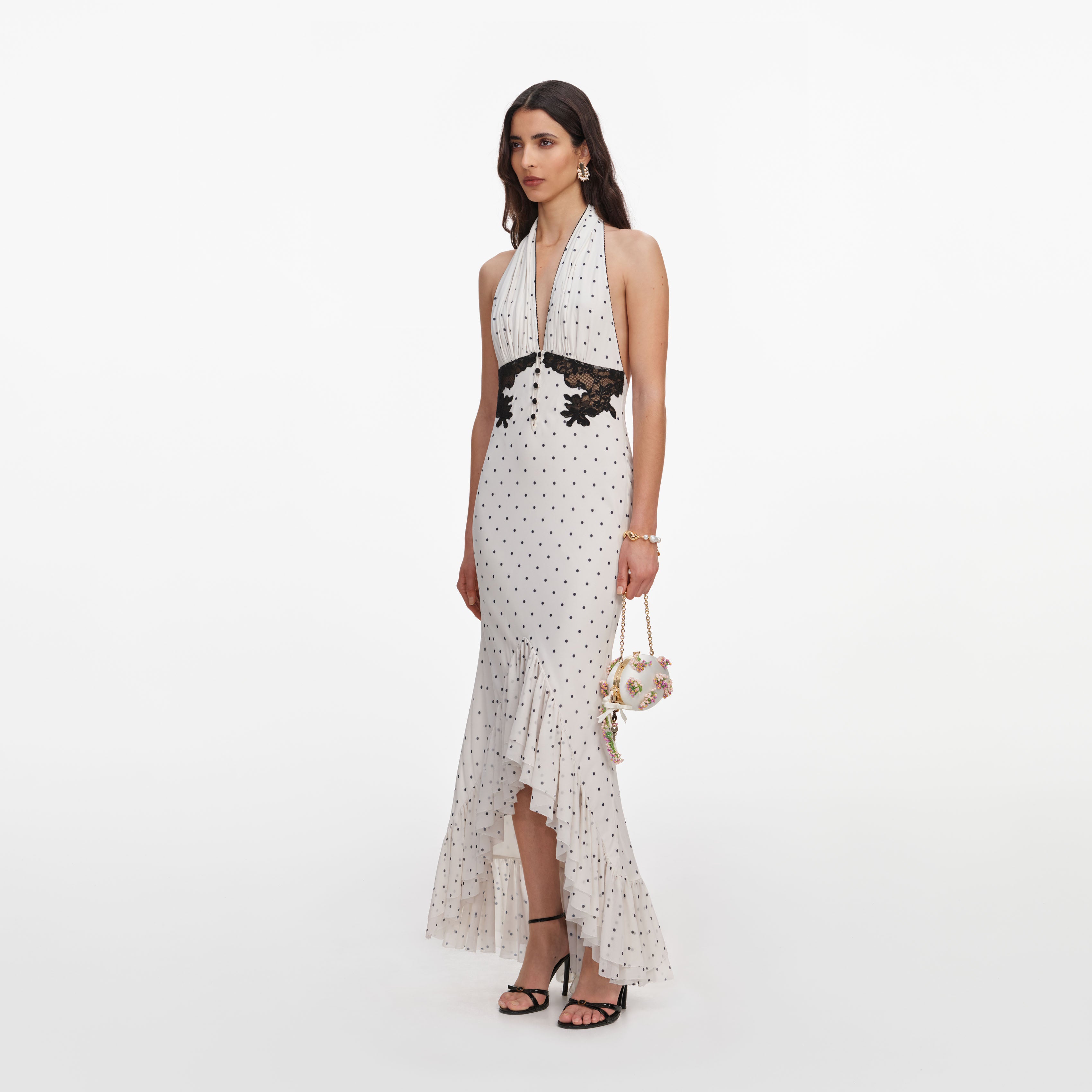 Polka Dot Halter Neck Midi Dress self-portrait-US Polka Dot Halter Neck Midi Dress self-portrait-US