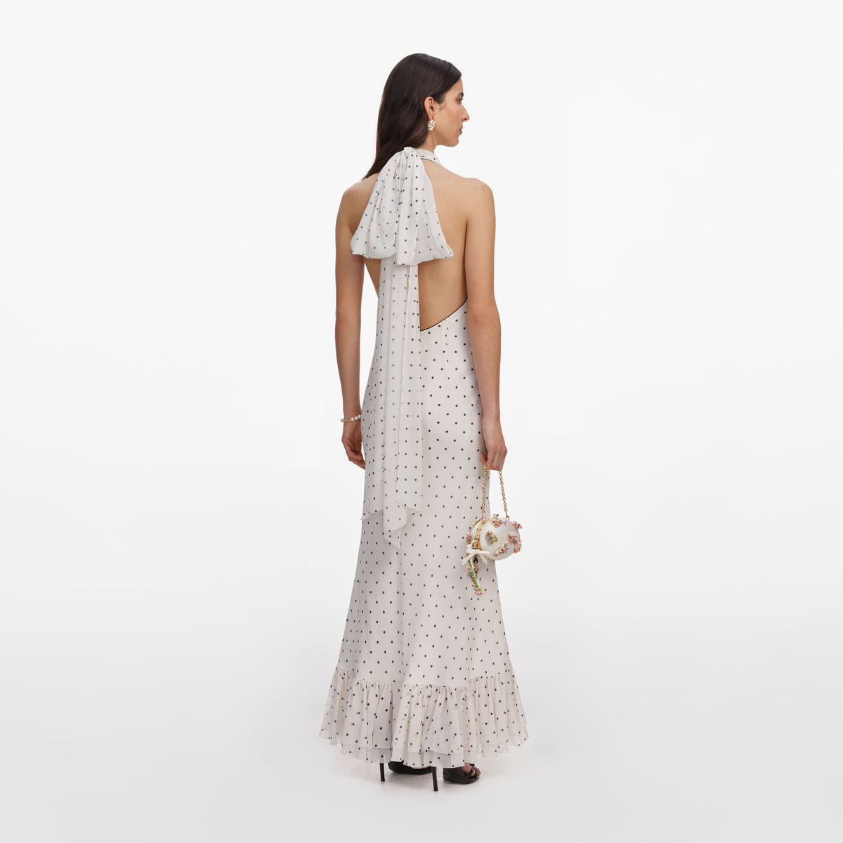 polka dot halter dress self-portrait - Polka Dot Halter Neck Midi Dress