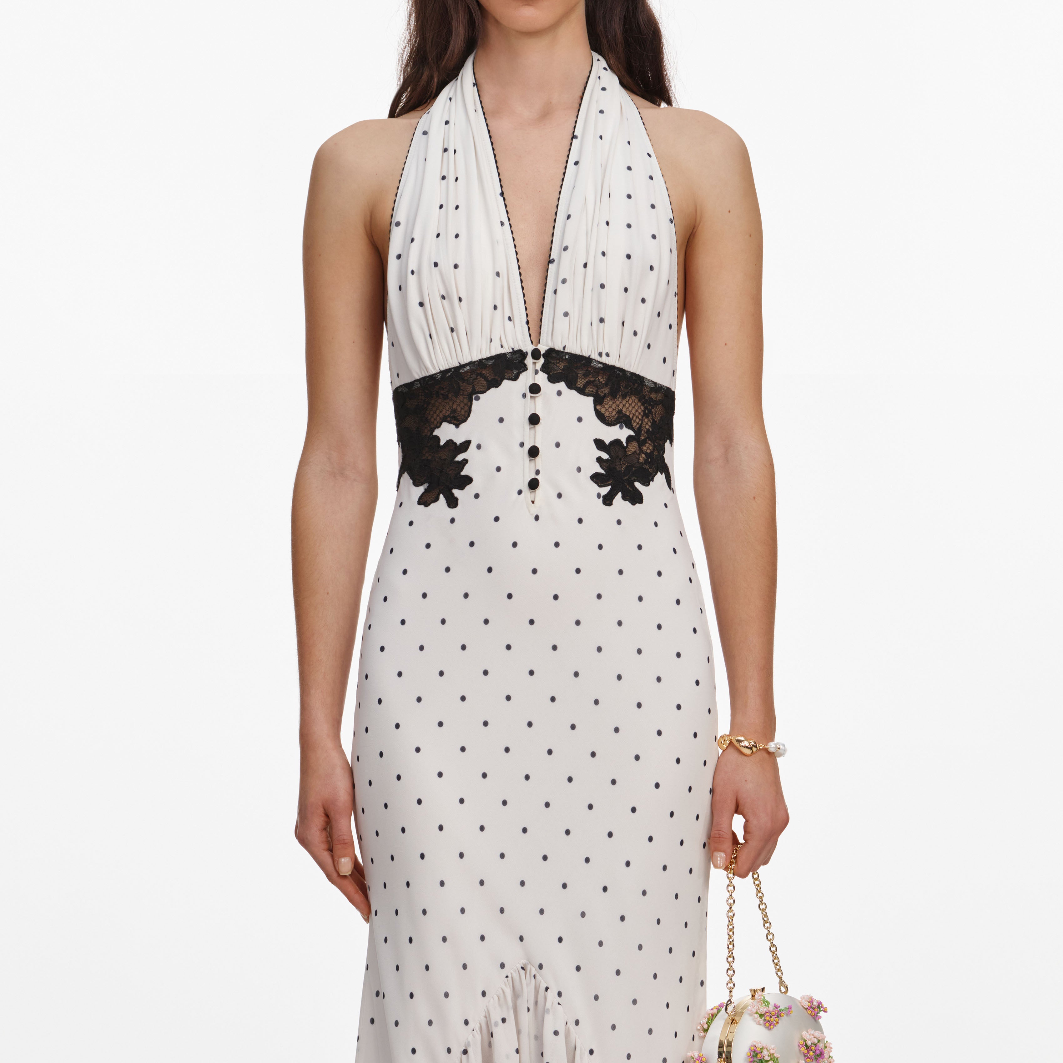 Polka Dot Halter Neck Midi Dress self-portrait-US Polka Dot Halter Neck Midi Dress self-portrait-US