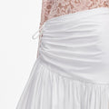 White Cotton Asymmetric Midi Skirt