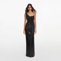 Black Rhinestone Draped Maxi Dress