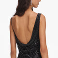 Black Rhinestone Draped Maxi Dress