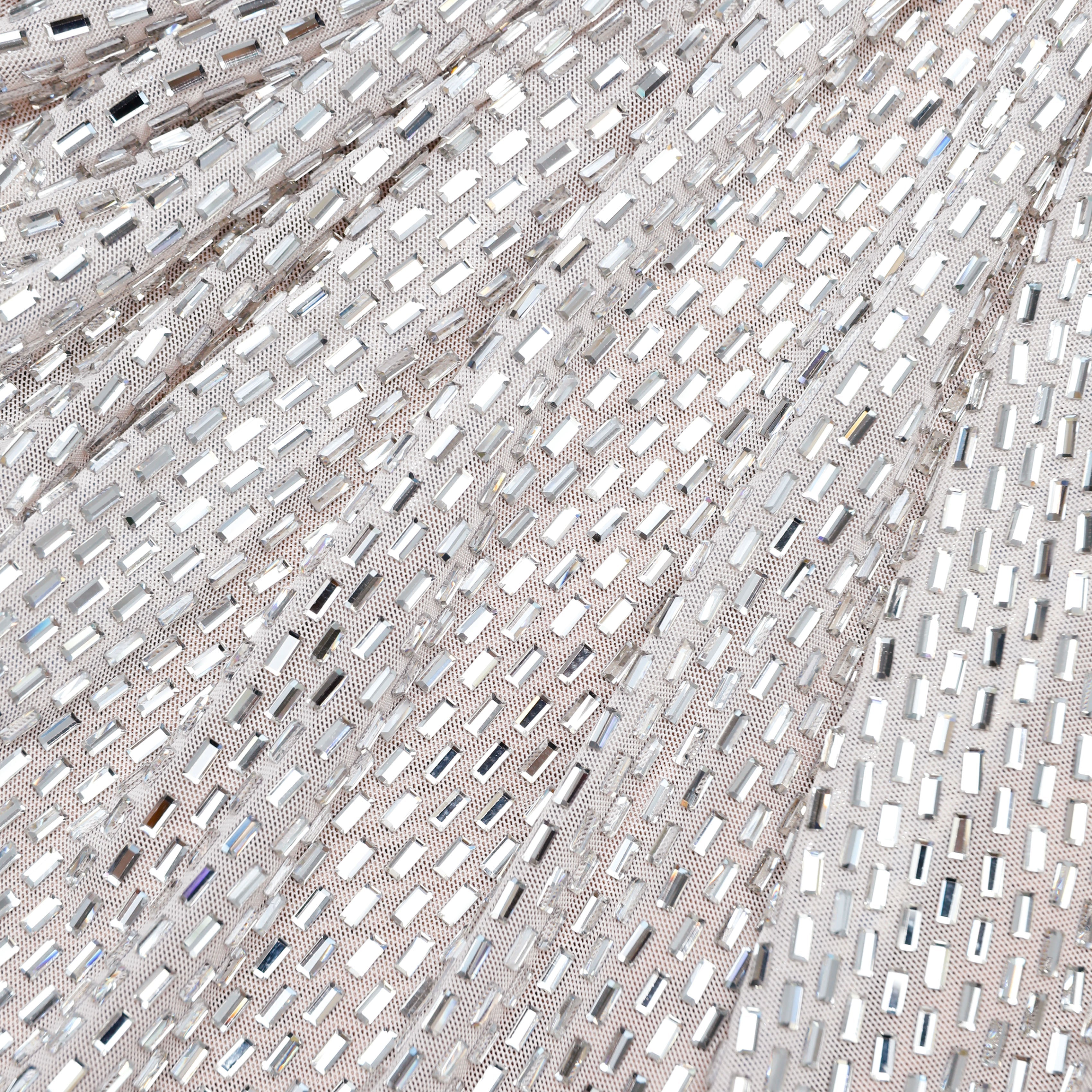 Champagne Rhinestone Ruffle Draped Maxi Dress