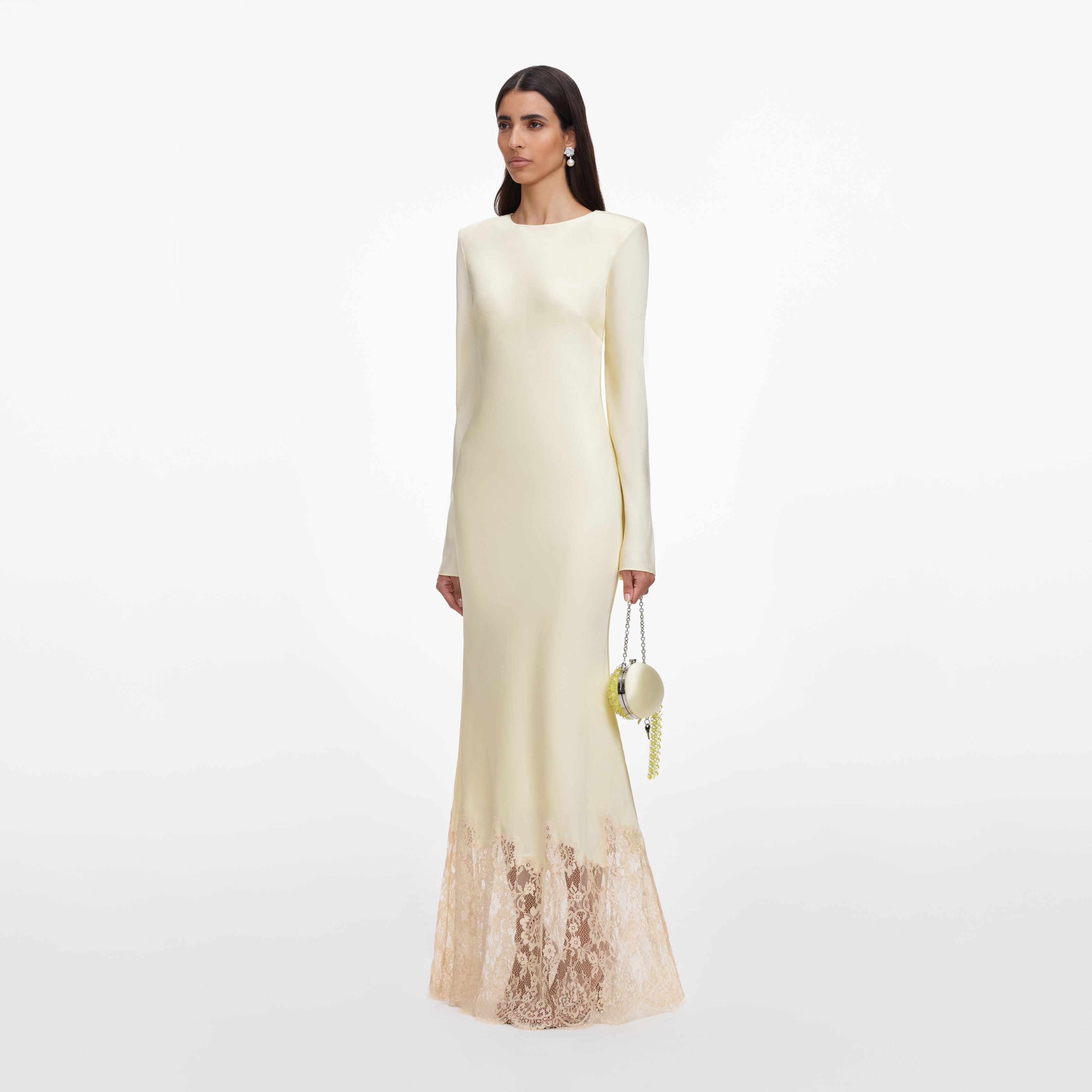 Yellow Viscose Lace Maxi Dress