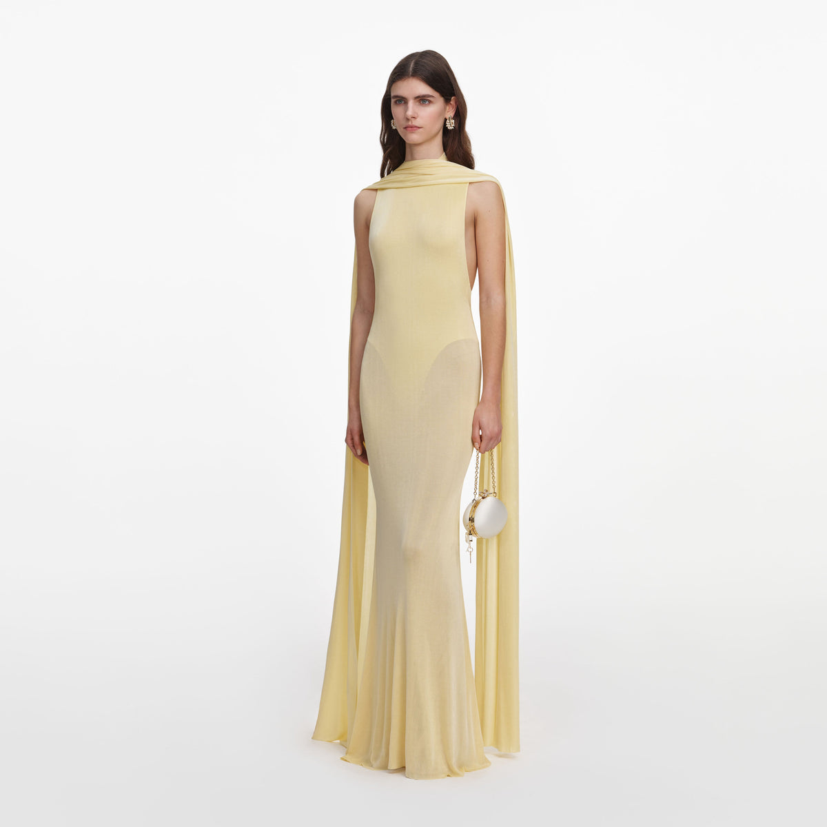 self portrait maxi dress self-portrait Georgette Scarf Maxi Dress in Pink