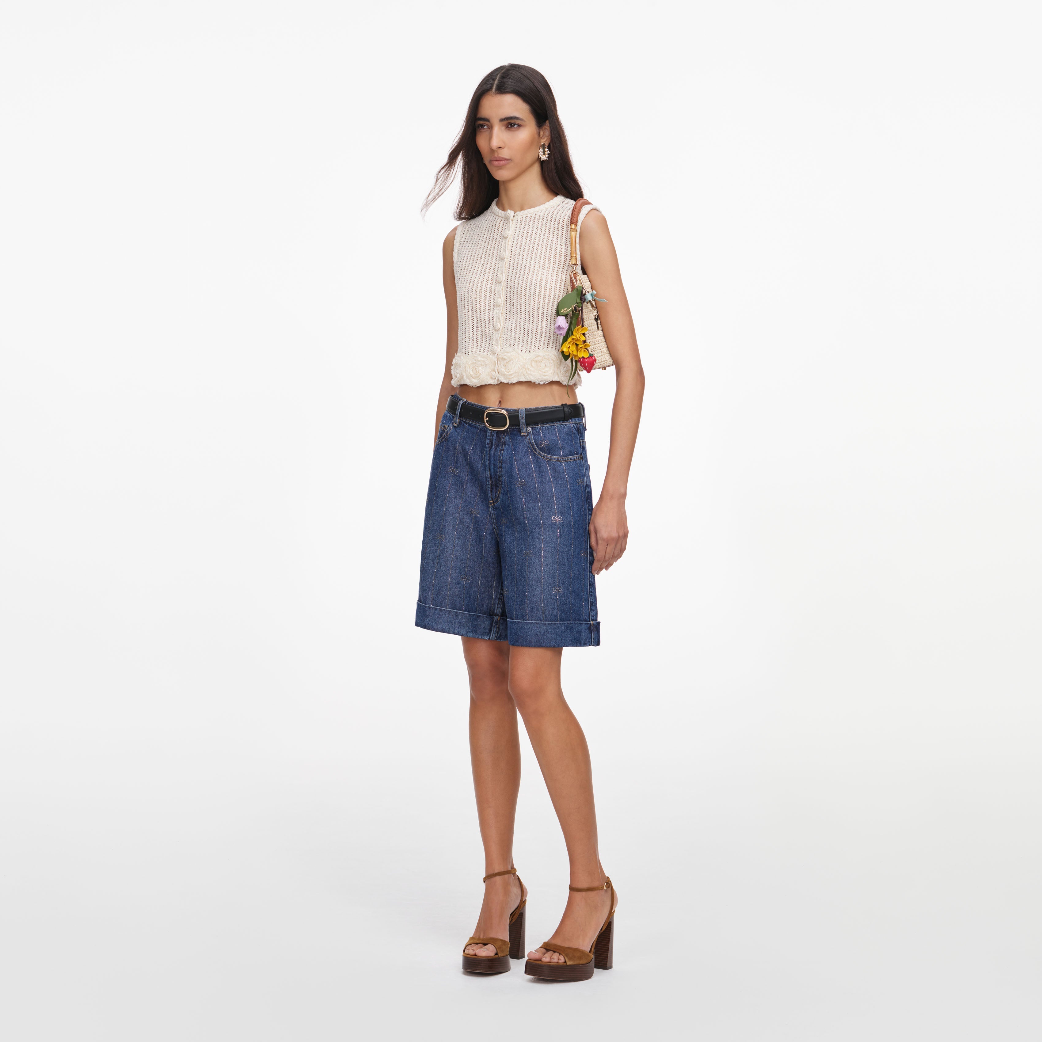 Cream Crochet Flower Knit Top – self-portrait-US