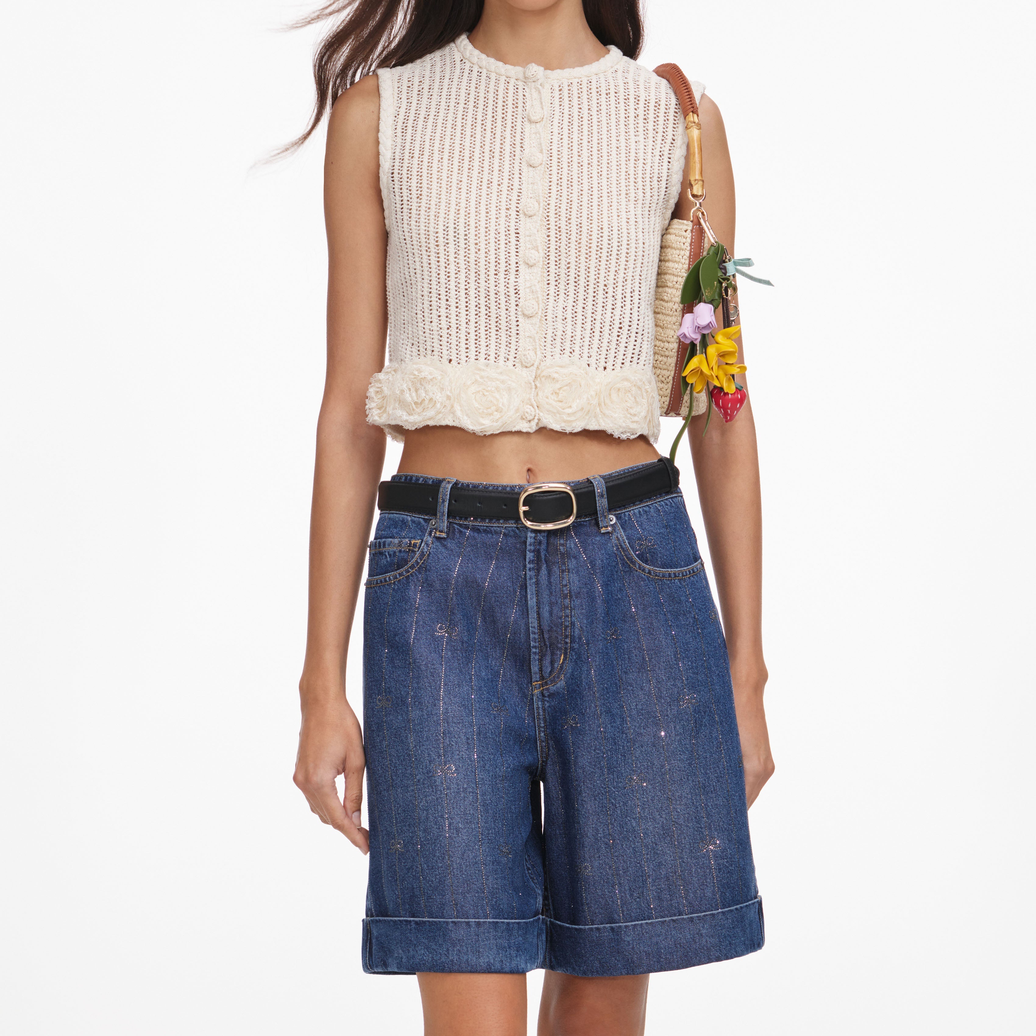 Cream Crochet Flower Knit Top – self-portrait-US